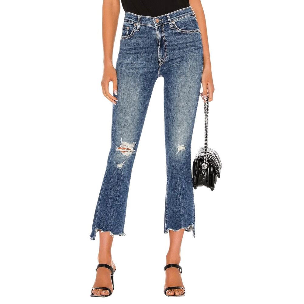 Mother Denim The Insider Step Chew Fray Ankle Jean Size 26 Dancing on Coals Blue